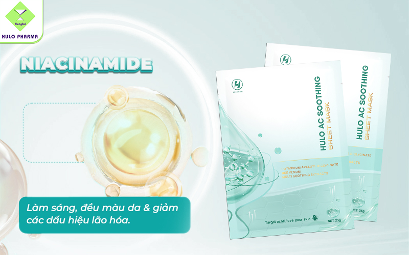 Niacinamide (Vitamin B3) giúp làm đều màu, giảm thâm mụn