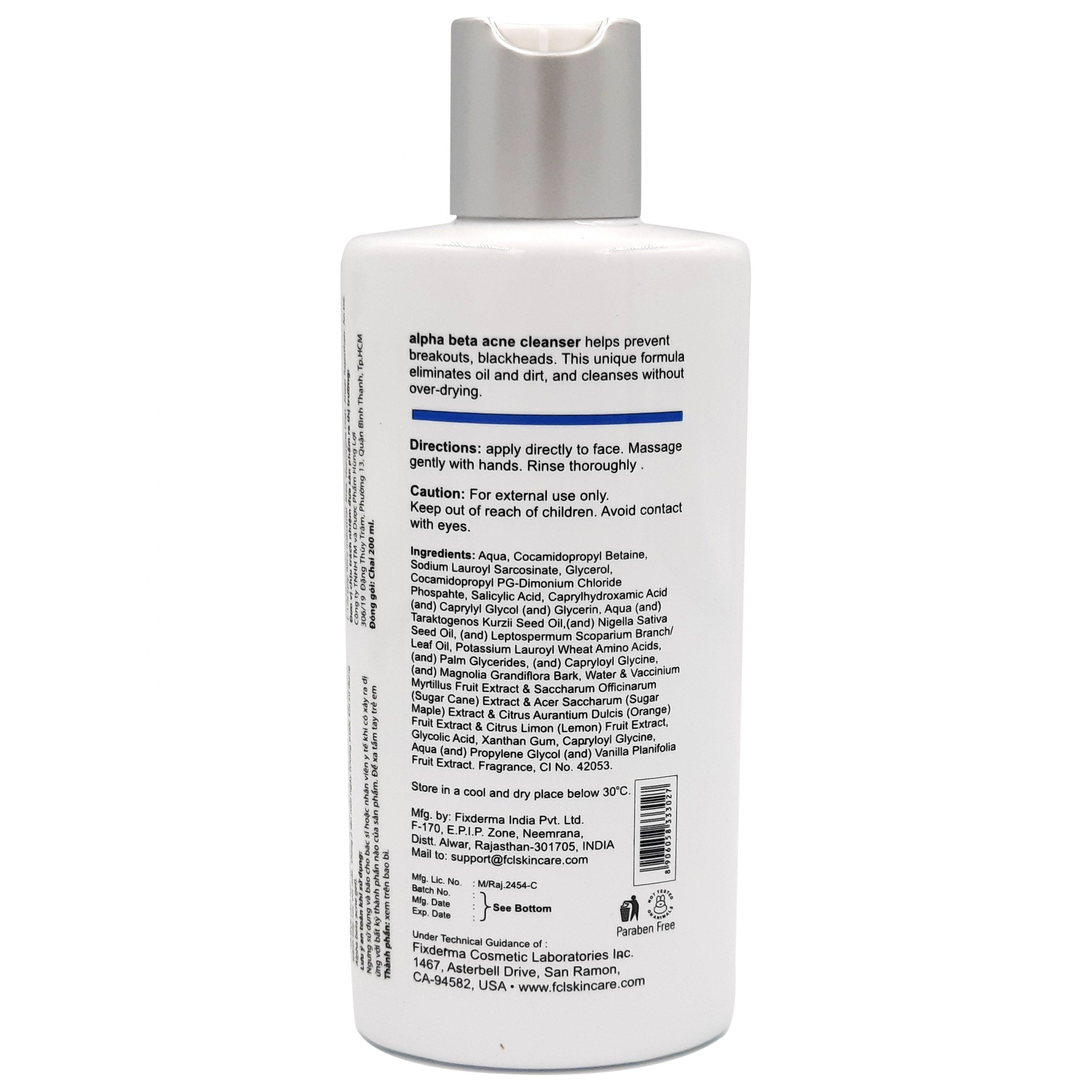 Sữa Rửa Mặt Sạch Da, Ngừa Mụn FCL AlphaBeta ACNE Cleanser 200ml