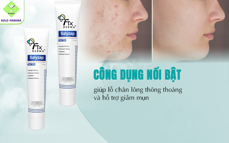 Công dụng của Fixderma Salyzap Lotion For Acne Night Time