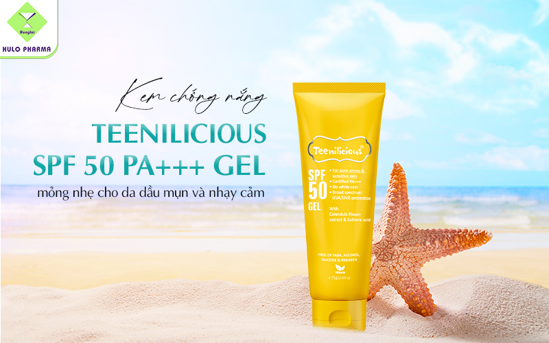 Kem chống nắng mỏng nhẹ cho da dầu mụn và nhạy cảm Teenilicious SPF 50 PA+++ Gel