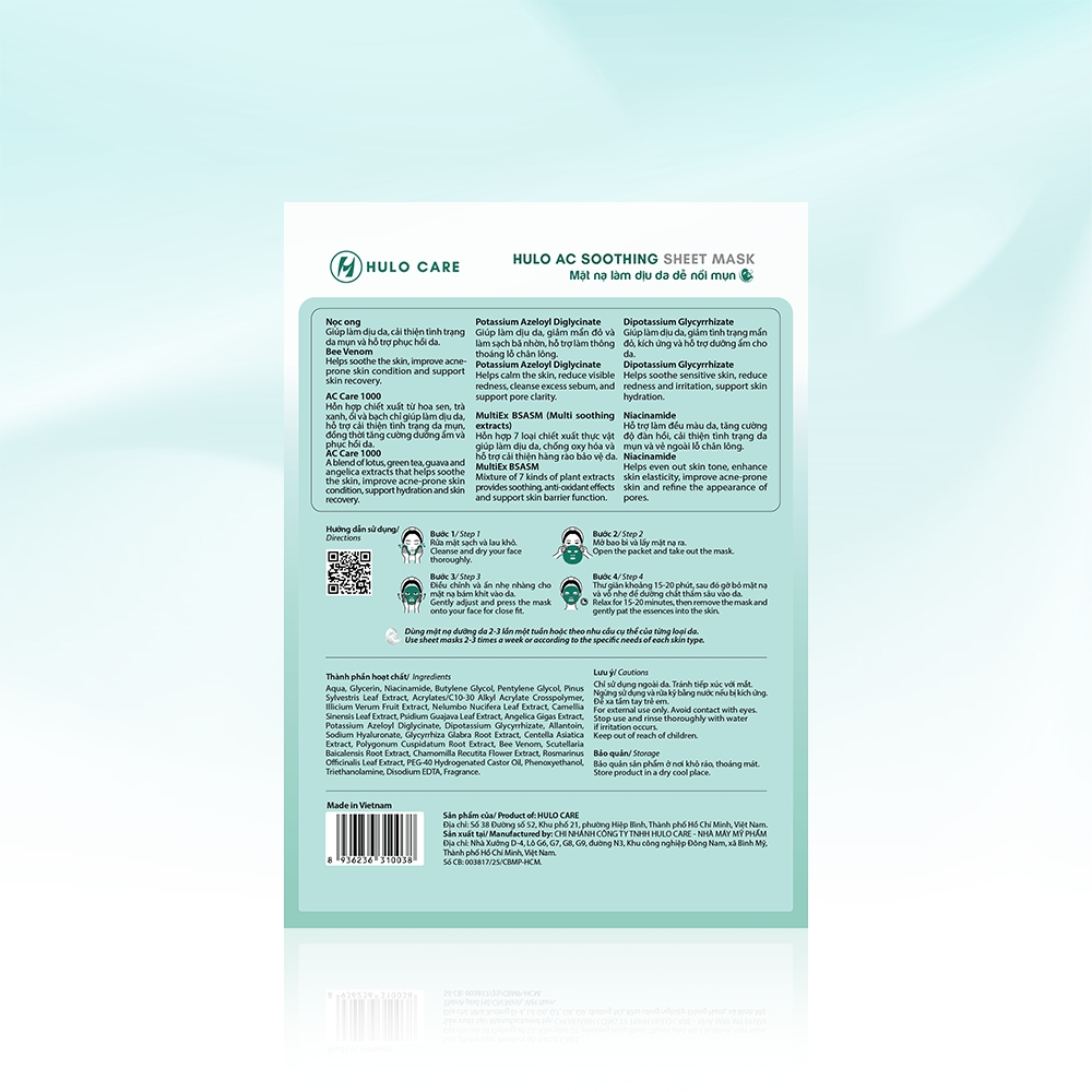 Mặt nạ Hulo AC Soothing Sheet Mask làm dịu da dễ nổi mụn