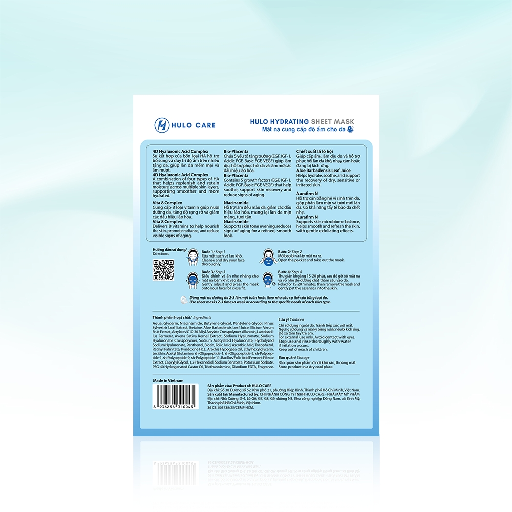 Mặt nạ Hulo Hydrating Sheet Mask cung cấp độ ẩm cho da