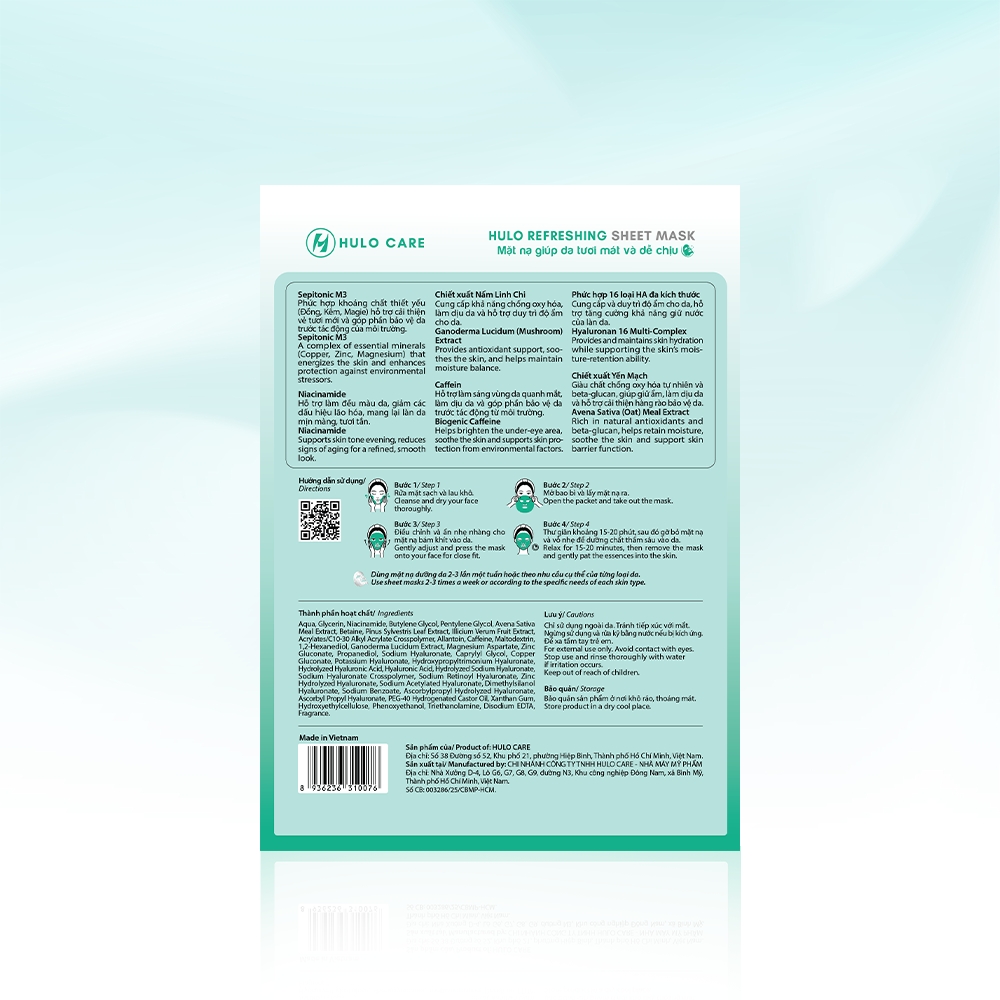Mặt nạ Hulo Refreshing Sheet Mask giúp da tươi mát và dễ chịu
