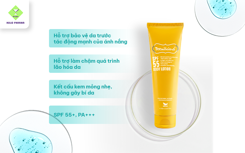 Công dụng nổi bật của Teenilicious SPF 55 Body Lotion 